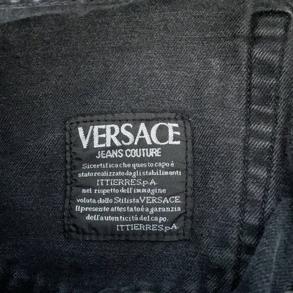 Vintage Versace Jeans Couture Black Jeans High Waisted Straight Leg 29/46 - Picture 12 of 12